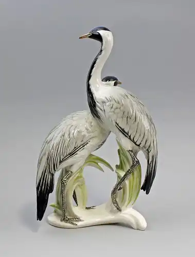 Vogel Porzellan Figur Jungfern-Kranich-Gruppe Ens 17x10x27,5cm 