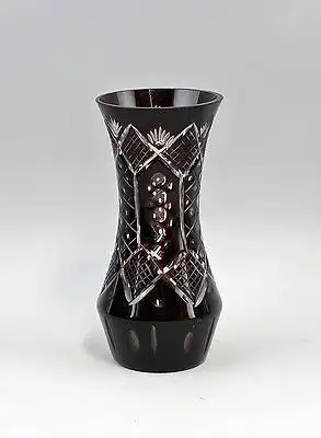 Dunkelrote Glas Überfang-Vase Böhmen 99835151