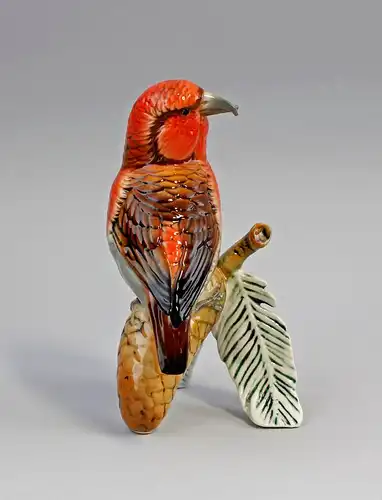 Vogel Porzellan Figur Kreuzschnabel rot/braun Ens H15cm 9941466