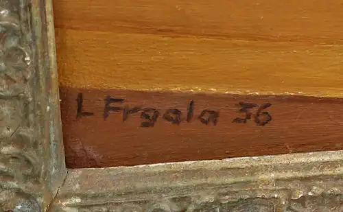 8060176 Öl-Gemälde signiert Frgala 1936 Blumen Stillleben Tschechien