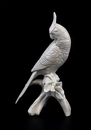 9959234 Porzellan Figur Nymphensittich weiß Vogel Ens H23,5cm