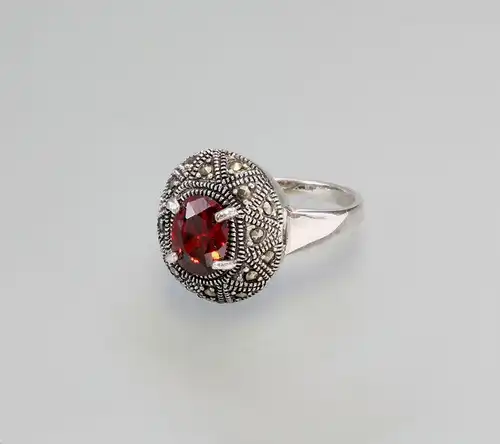 925er Silber Roter Zirkonia-Ring Neu Gr. 62  9907093