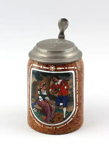 Keramik Bierkrug Liebelei-Szene um 1900/30 99848009