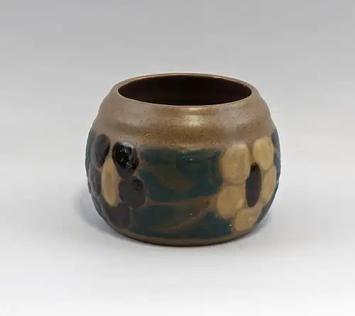 Keramik Schalen-Vase Bürgel Carl Fischer um 1920 Schlickermalerei 99845129