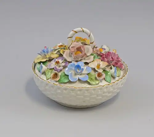 99845526 Keramik Deckel-Dose Blütembelag Italien