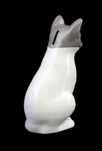 Porzellan Figur Spardose Katze grau Kämmer H22cm 9944220