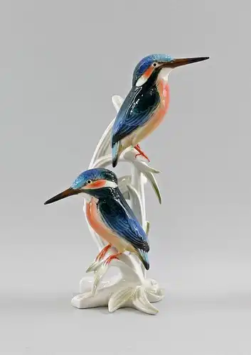 Porzellan Figur Eisvogel-Gruppe 2 Eisvögel  Ens H25cm #