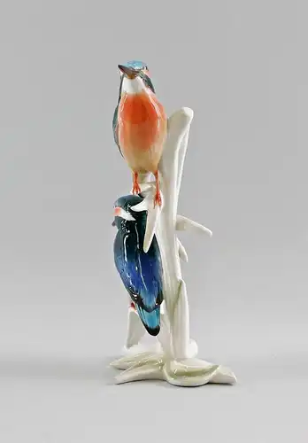 Porzellan Figur Eisvogel-Gruppe 2 Eisvögel  Ens H25cm #