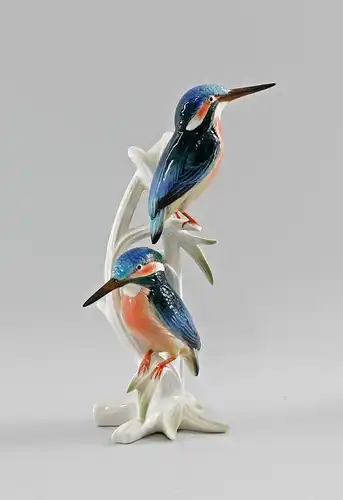 Porzellan Figur Eisvogel-Gruppe 2 Eisvögel  Ens H25cm #
