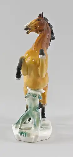 # Porzellan Figur steigendes Pferd Hengst braun Ens H24cm