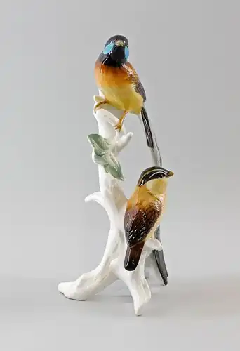 #9997735 Porzellan Figur Vogel Paradiesvogel Paradieswitwen-Gruppe Ens H26cm