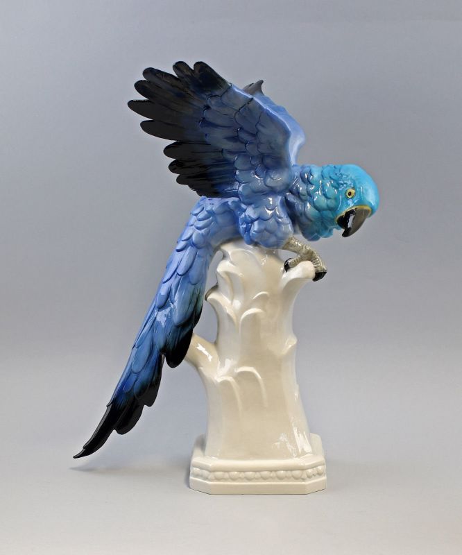 Gusseisen Papagei Ara Blau Gelb Vogel Figur Skulptur Tierliebhaber Nostalgie 