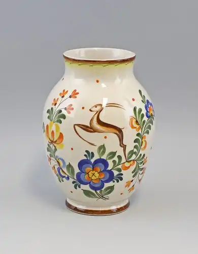 7945042 Keramik Vase Fayence-Art Dresden Steinbock Scharffeuermalerei