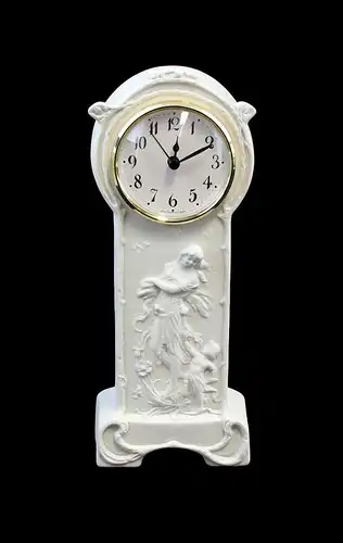 Porzellan Uhr Jugendstil-Mädchen Bisquit Kämmer H22cm 9944208#