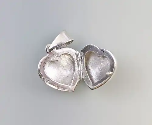 9904158 925er Silber Anhänger Medaillon zum Aufklappen Herz mit Stein D2,5cm