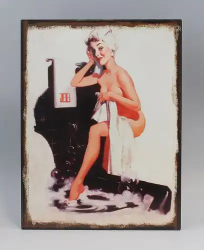 Reklameschild Blechschild Pin-Up-Girl Badewanne Vintage Nostalgie 9973210