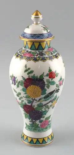 Handbemalte Deckel-Vase im asiatischem Stil Blumendekor H 28 cm 99840235