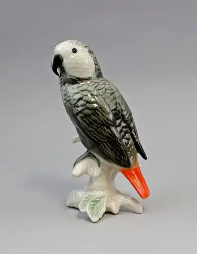 9941460 Porzellan Figur Grau-Papagei Graupapagei  Vogel Ens H16cm