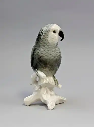 9941460 Porzellan Figur Grau-Papagei Graupapagei  Vogel Ens H16cm