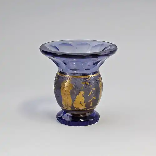 7935014 Glas Vase Böhmen um 1930 Art déco mythologisches Golddekor