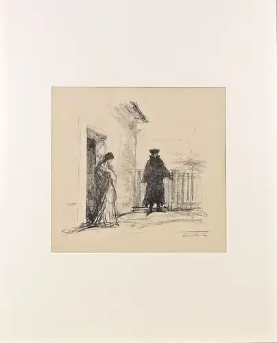 7963043 Orig.-Lithographie handsigniert Hans Meid Willkommen und Abschied Goethe