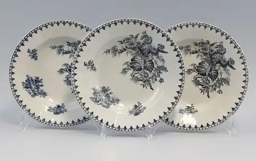  Lot 3 russische Keramik Steingut Teller Kuznetsov Kupferumdruck-Dekor