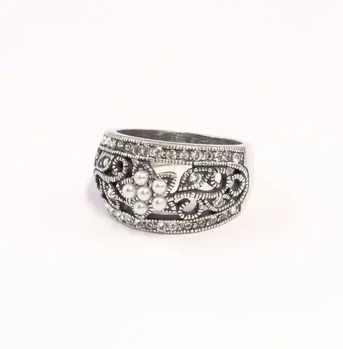 9901365 925er Silber Ring Swarovski-Steine Perle neu Gr.55