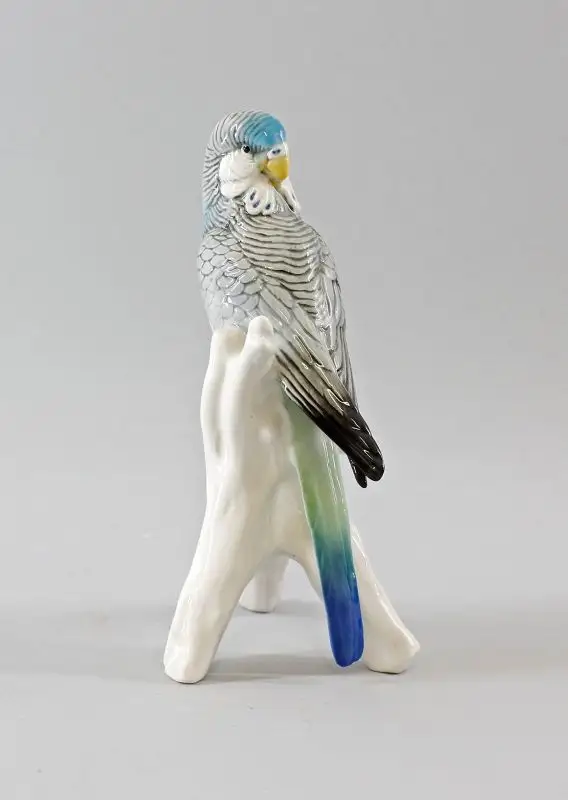 Porzellan Figur Wellensittich blau Vogel Ens H18cm 9997714# 1