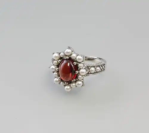 Granat Perlen Ring 925er Silber 9927436