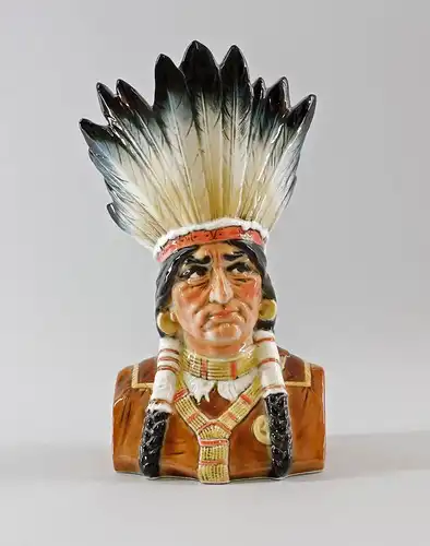 9941775 Porzellan Figur Pfeifenhalter Vase Indianer Ens H26cm