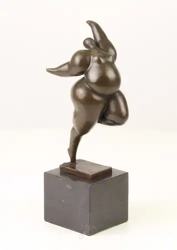 9973404-dssp Bronze Skulptur modernistisch mollige Frau laufend erotisch neu