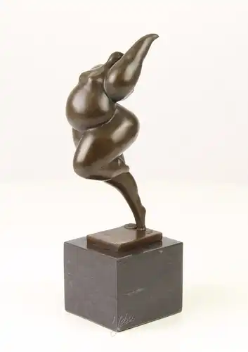 9973404-dssp Bronze Skulptur modernistisch mollige Frau laufend erotisch neu