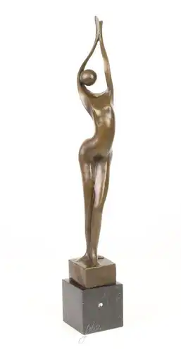 Moderne Bronze Skulptur Sich streckende Frau Figur neu 99937930-dss