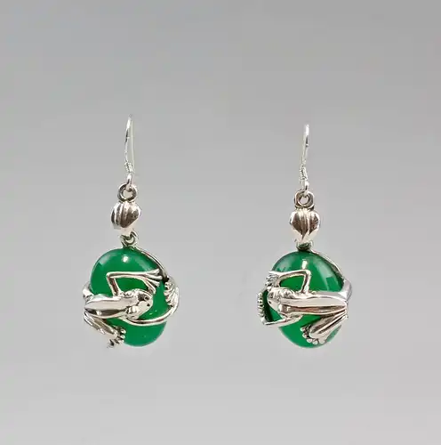 925er Silber Ohrringe mit grünem Achat 9907197