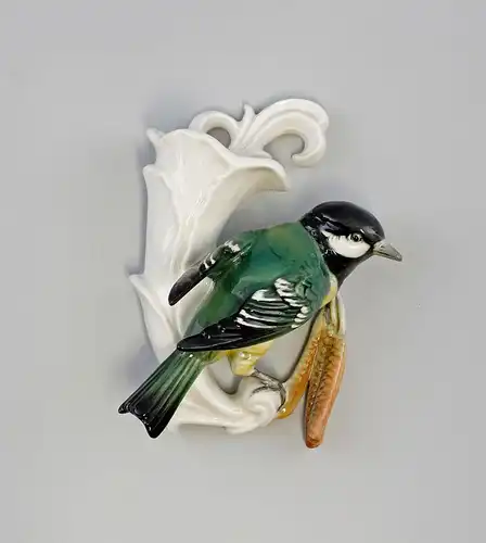 Porzellan Figur Wandvase Kohlmeise Vogel Ens H13,5cm 9941632#
