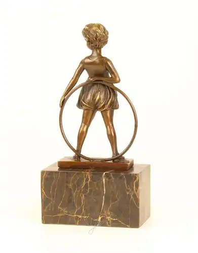 Bronze Skulptur Mädchen mit Hula Hopp Reifen neu 9973310-dssp