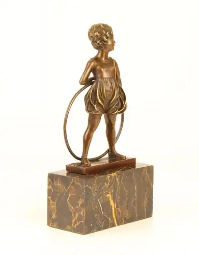 Bronze Skulptur Mädchen mit Hula Hopp Reifen neu 9973310-dssp