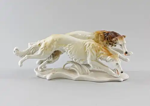 Ens Porzellan Figur Windhunde-Gruppe Hund L34cm #