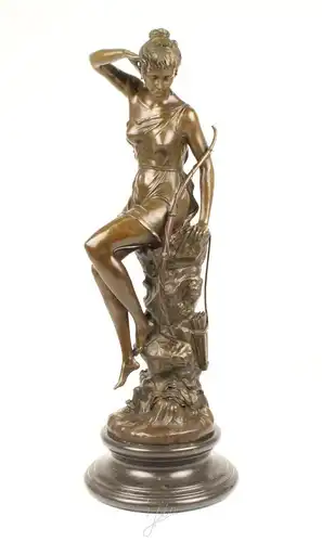 Bronze Skulptur Diana Göttin der Jagd sitzend neu 9973370-dssp