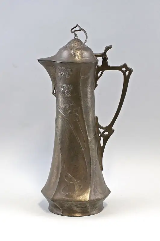 8233006 Schenk-Kanne Zinn Jugendstil Juventa Prima Metal 1905 Hans Peter 0