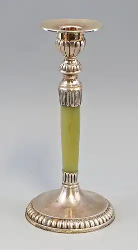 8230017 Silberner Leuchter mit Stein-Schaft 925er Silber Kerzenhalter