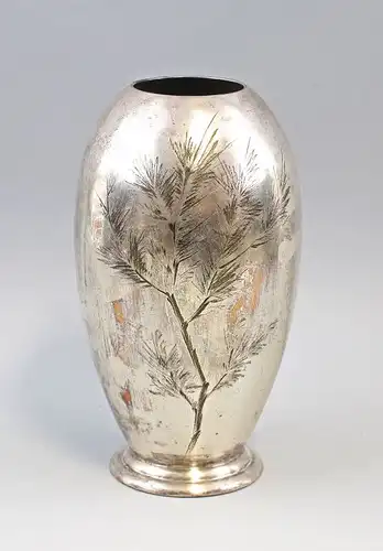 8230003 Versilberte Designer-Vase WMF Ikora 50er Jahre Astwerk Gravur