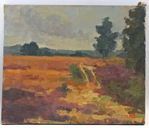 8260019 Öl-Gemälde signiert Suzy André 1946 Heide Landschaft