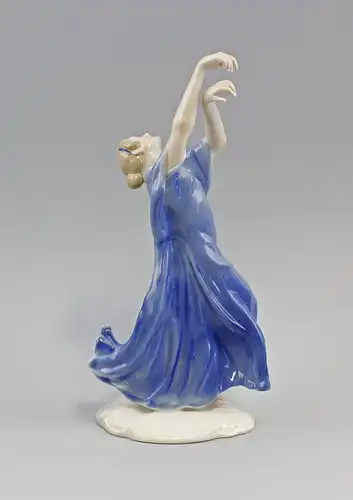 9941627# Porzellan Figur Tänzerin"Finale"blaues Kleid  Ens 16x11x32cm