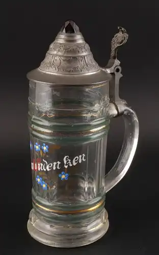 Glas Bierkrug "Zum Andenken" 19.Jh. 99848006