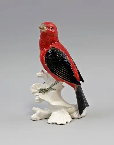 9941648# Porzellan Figur Tangara scharlachrot Vogel H18cm