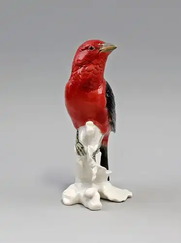 9941648# Porzellan Figur Tangara scharlachrot Vogel H18cm