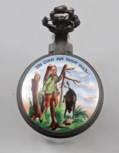 8248022 Glas-Bierkrug mit Porzellandeckel Jagdmotiv