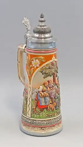 8248079 Großer Relief-Bierkrug "Jägers Heimkehr" Gerz