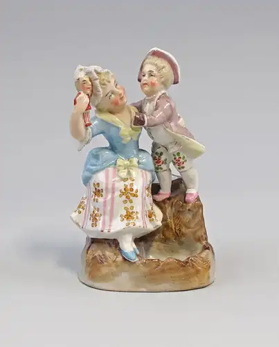 99840406 Zündholz-Dose Schachtel Porzellan Mutter und Sohn um 1900 handbemalt
